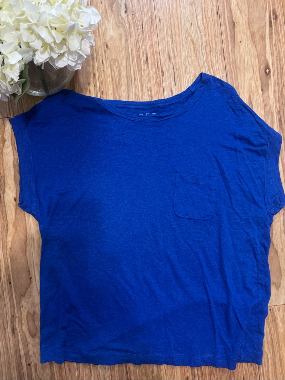 LOFT Casual Pocket Scoop Neck Women's Top in Royal Blue